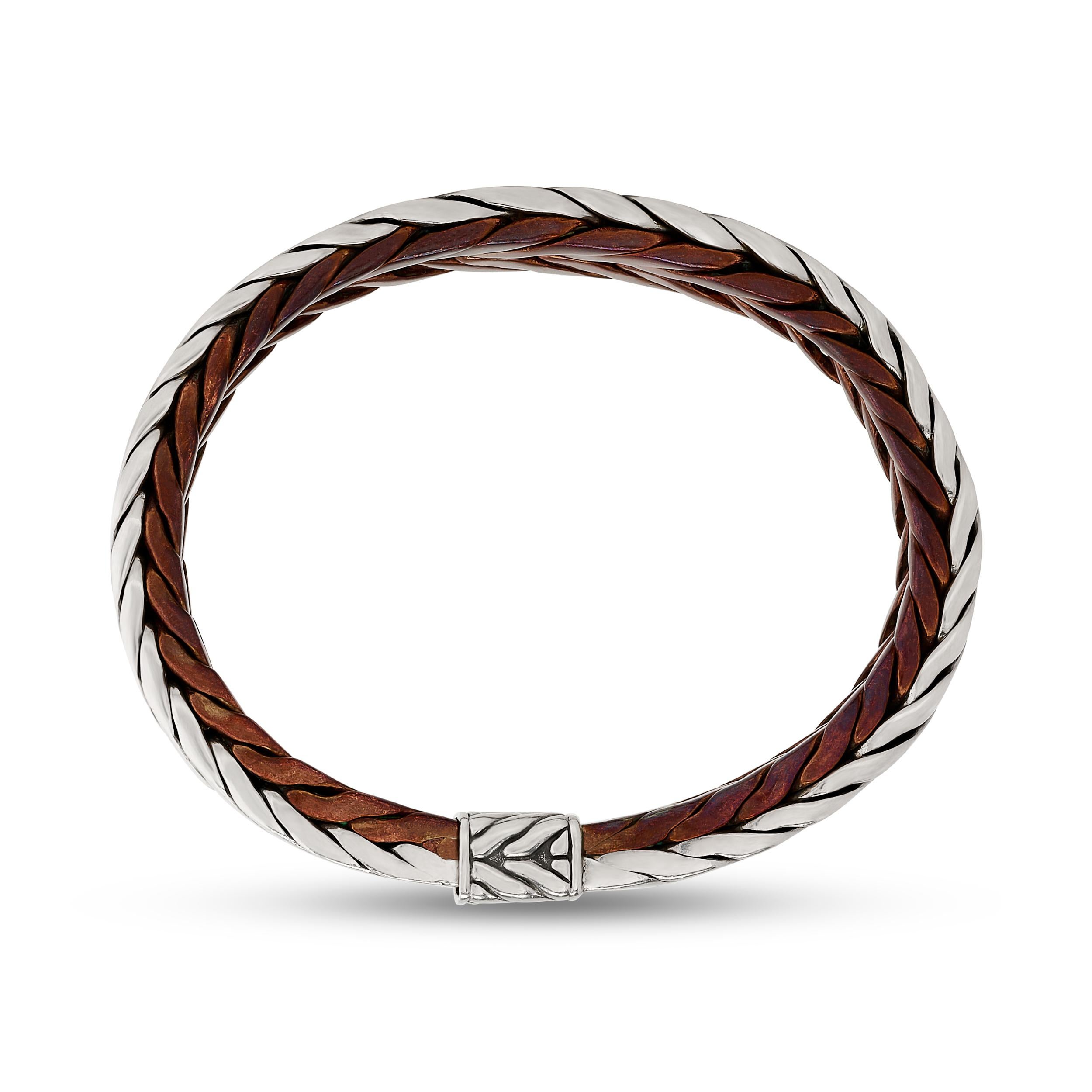 Women's or Men's John Hardy Sterling Silver and Copper Spiga Wheat Chain Bracelet