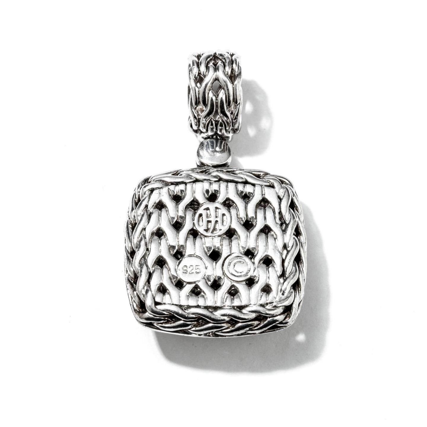 Round Cut John Hardy Sterling Silver and Diamond Pendant 0.85 Carat For Sale