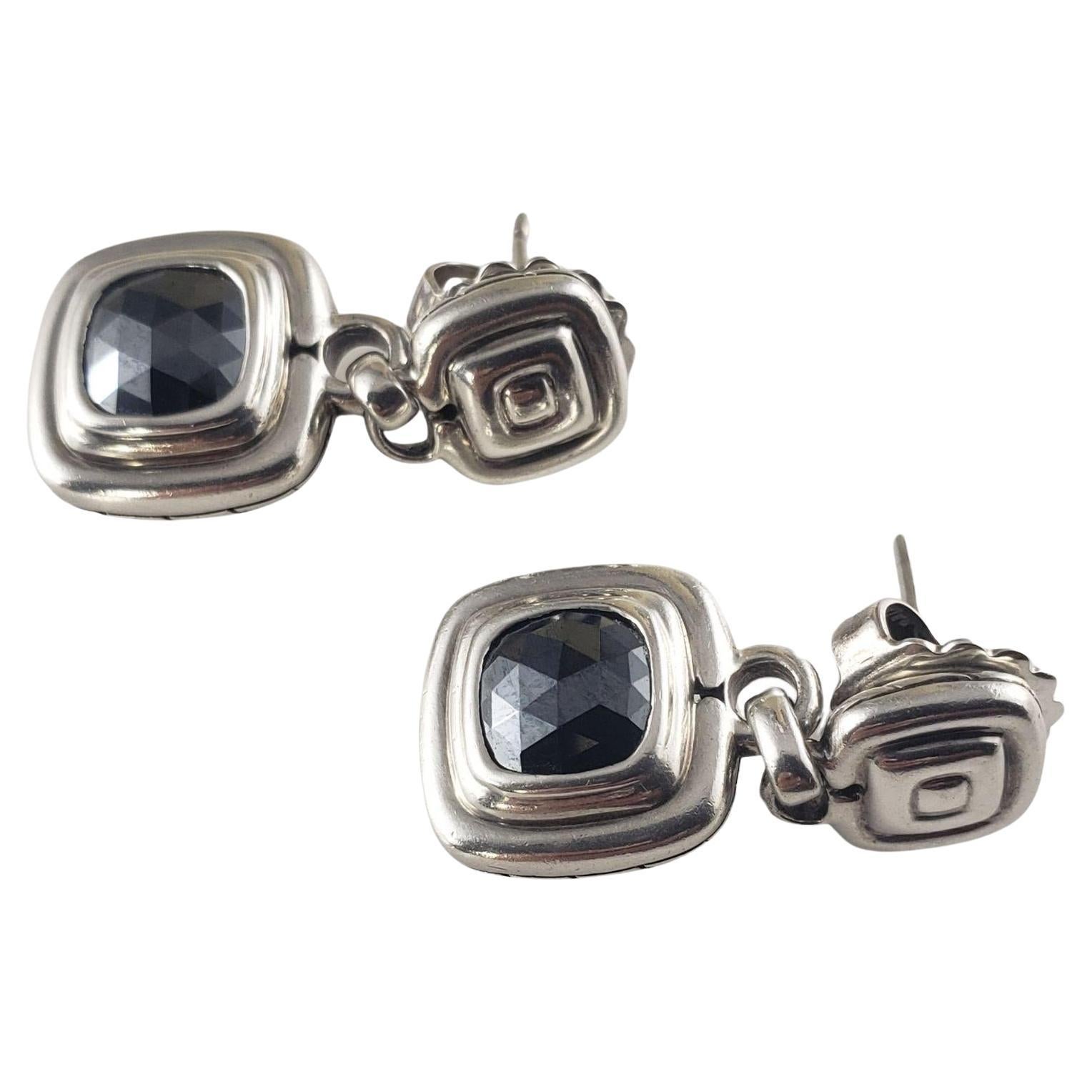 John Hardy Sterling Silver and Hematite Drop Earrings #15004 For Sale