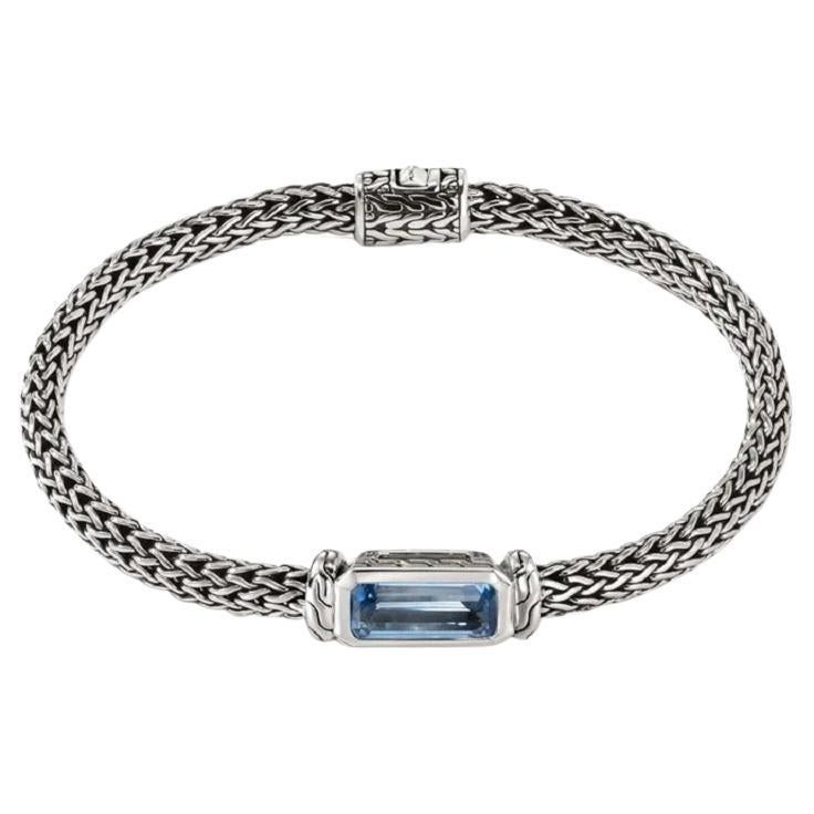 John Hardy Sterling Silver Aquamarine Chain Bracelet BUS9009691AQXUM For Sale