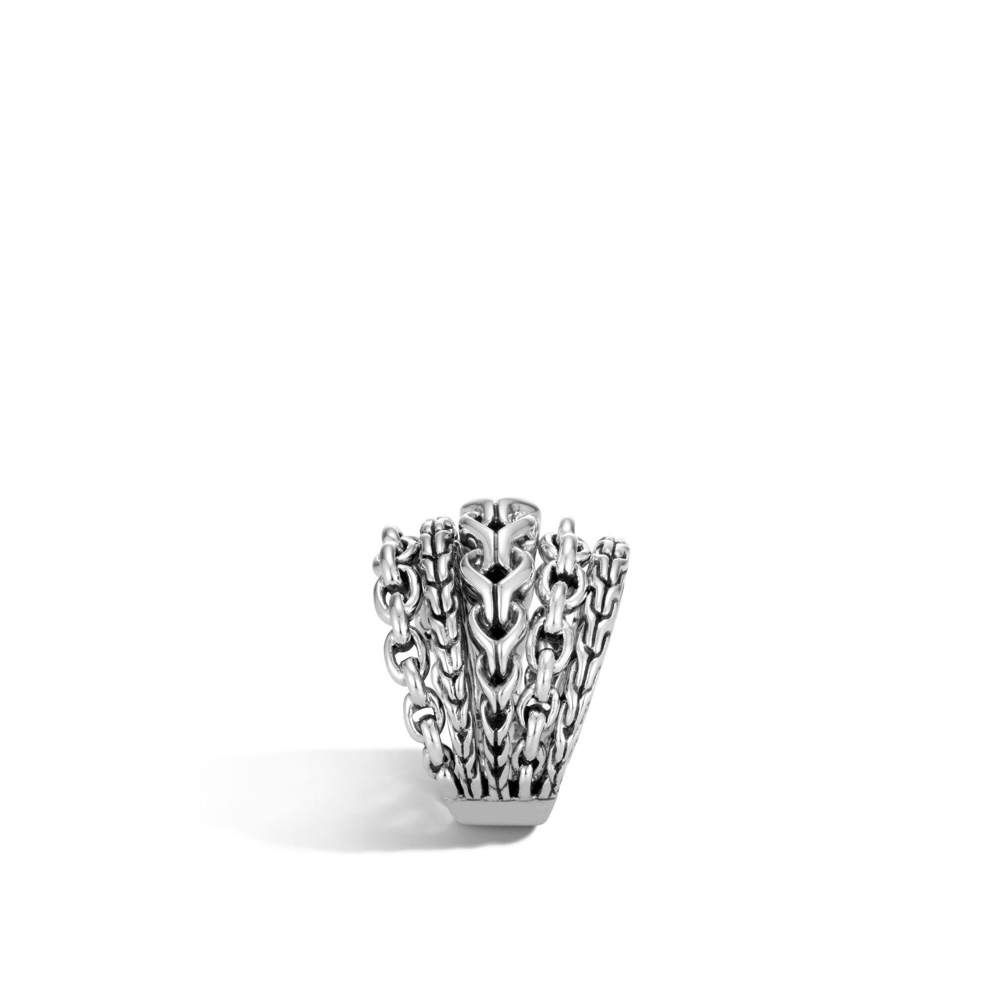 Sterling silver Asli Classic chain link ring. 6mm to 19mm wide. Size 7.