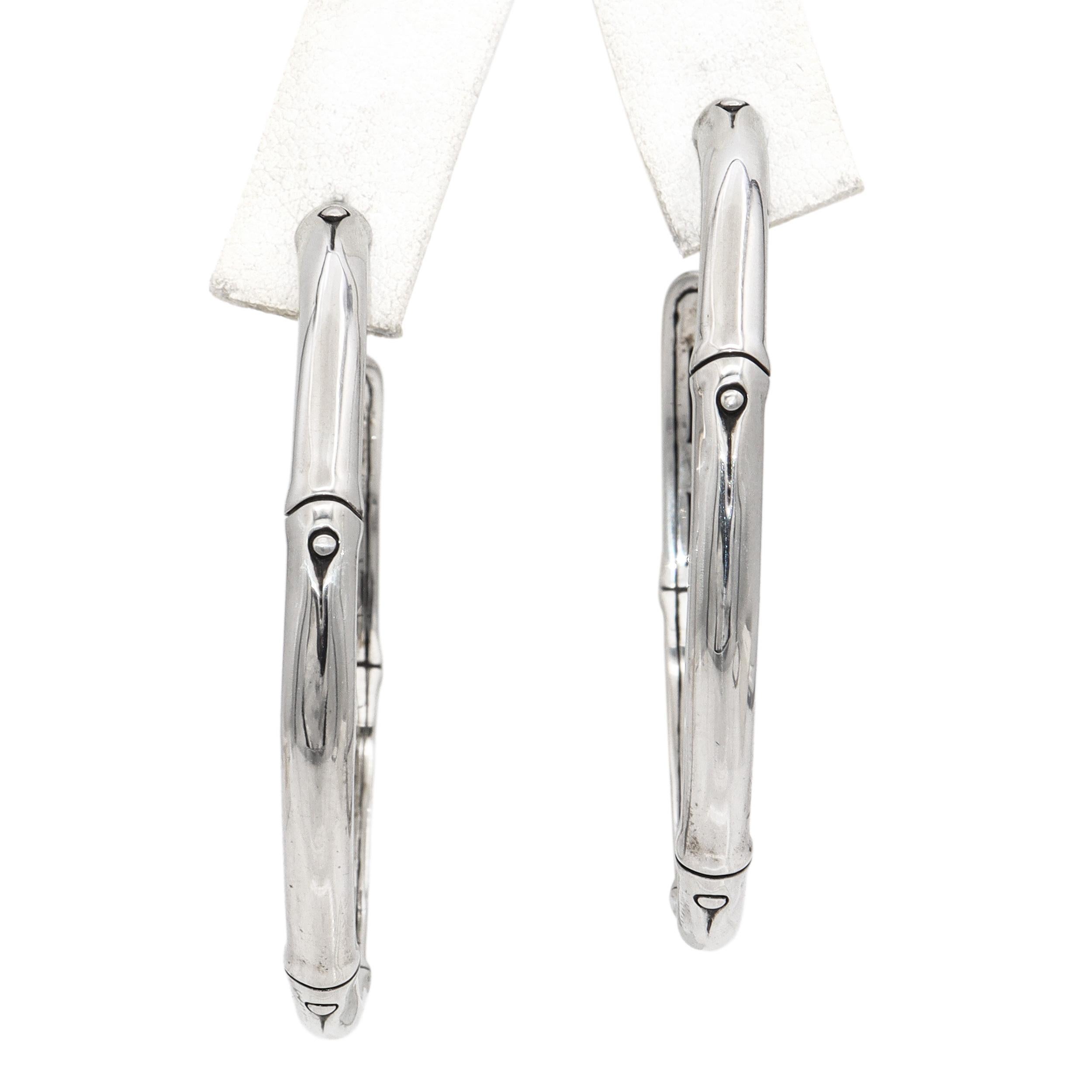 Conjunto de pulsera y pendientes de aro de bambú de plata de ley John Hardy en venta 1