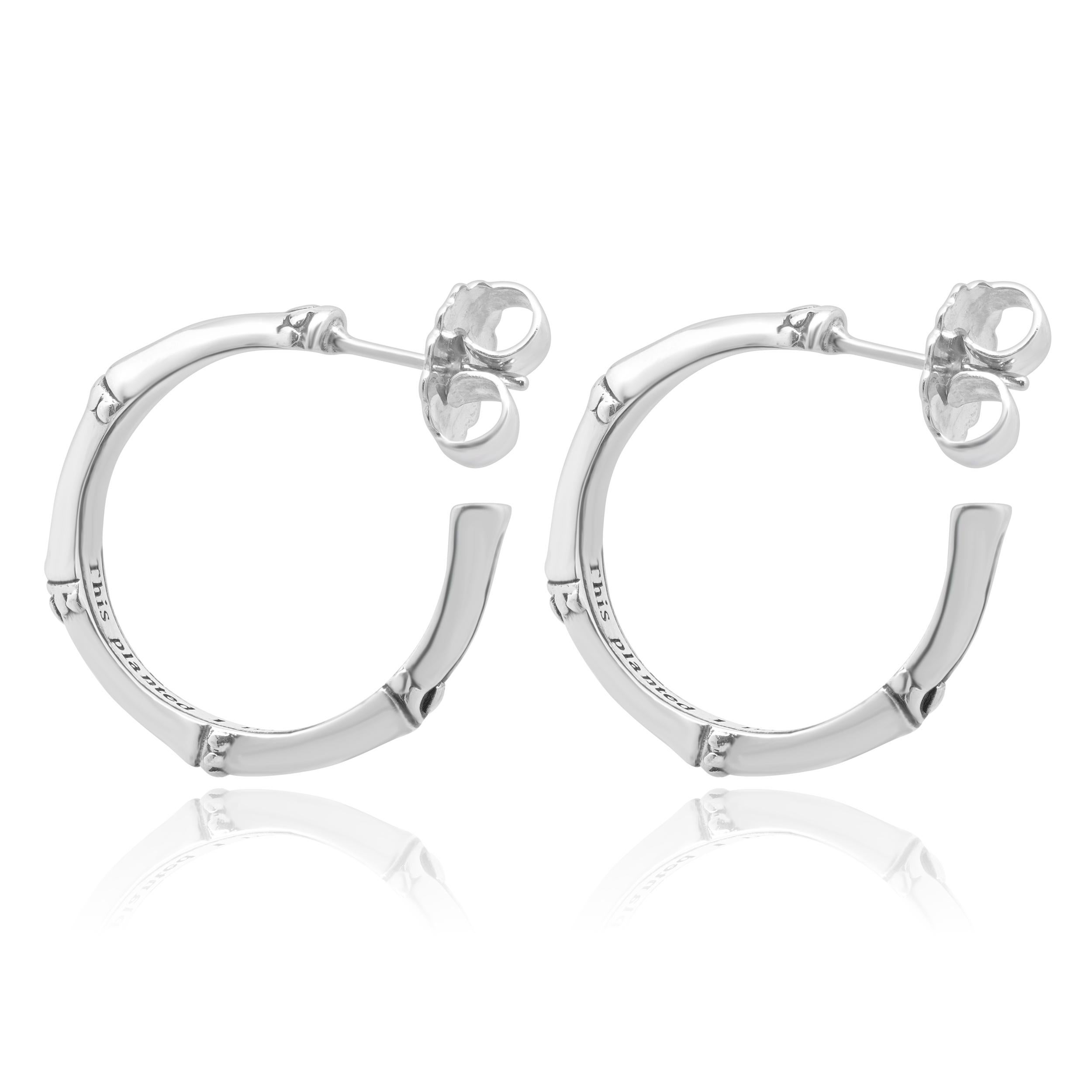 John Hardy Sterling Silver Bamboo Hoop Earrings Excellent état - En vente à Scottsdale, AZ