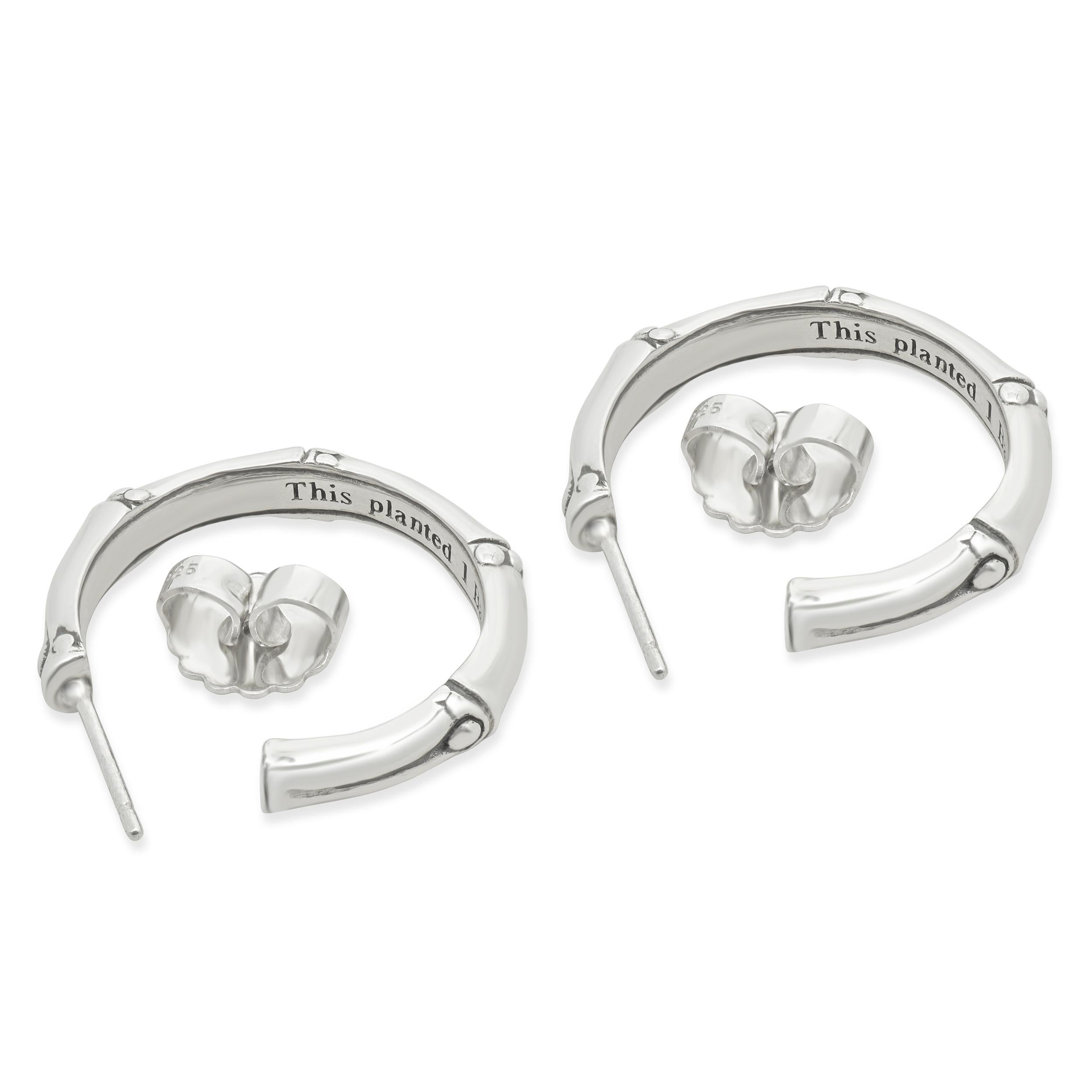 John Hardy Sterling Silver Bamboo Hoop Earrings Unisexe en vente