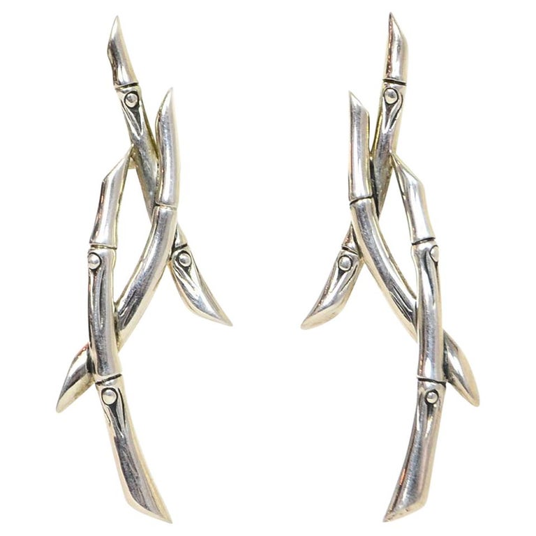 John Hardy Sterling Silver Bamboo Stud Earrings For Sale at 1stDibs