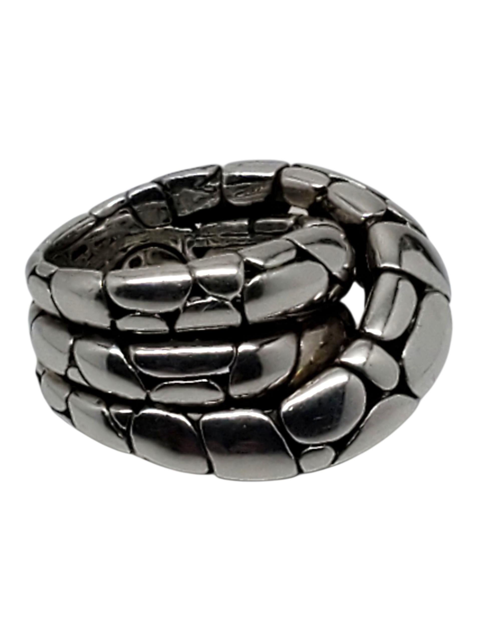 John Hardy Sterling Silber Batu Kali Kieselstein Ring Größe 7 1/4 #23630 im Zustand „Gut“ im Angebot in Washington Depot, CT