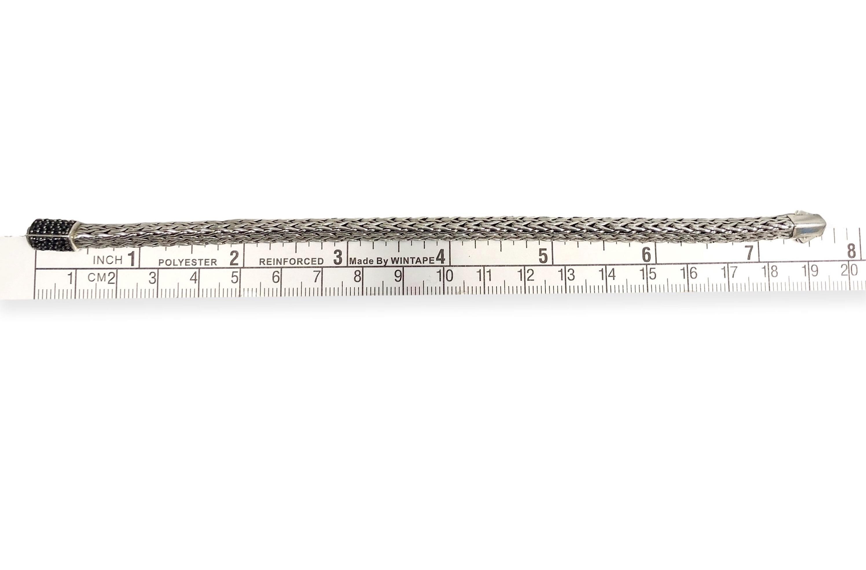 John Hardy Sterling Silver Black Sapphire 6.5mm Tiga Chain Bracelet 7.25