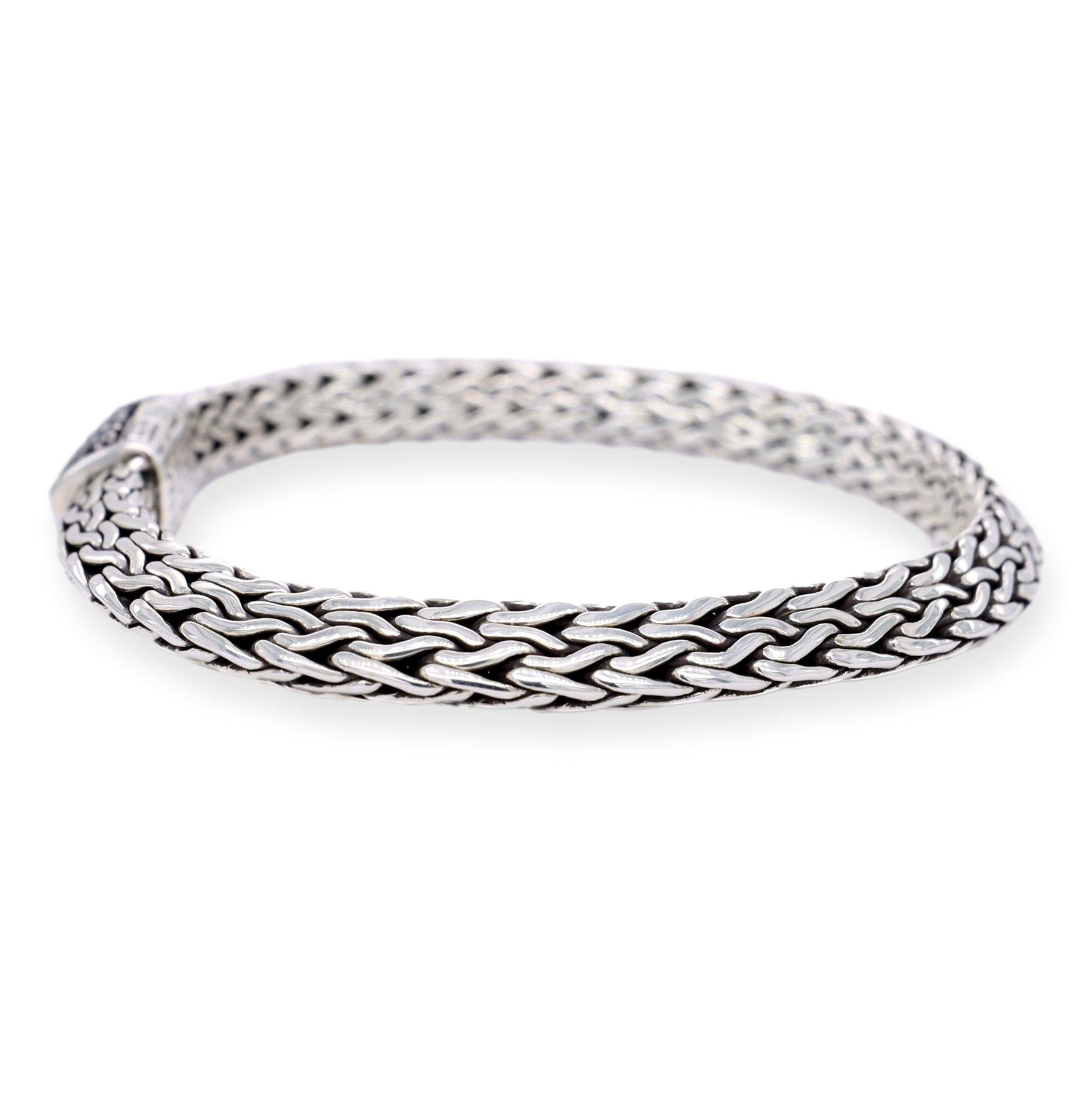 Contemporary John Hardy Sterling Silver Black Sapphire 6.5mm Tiga Chain Bracelet 7.25