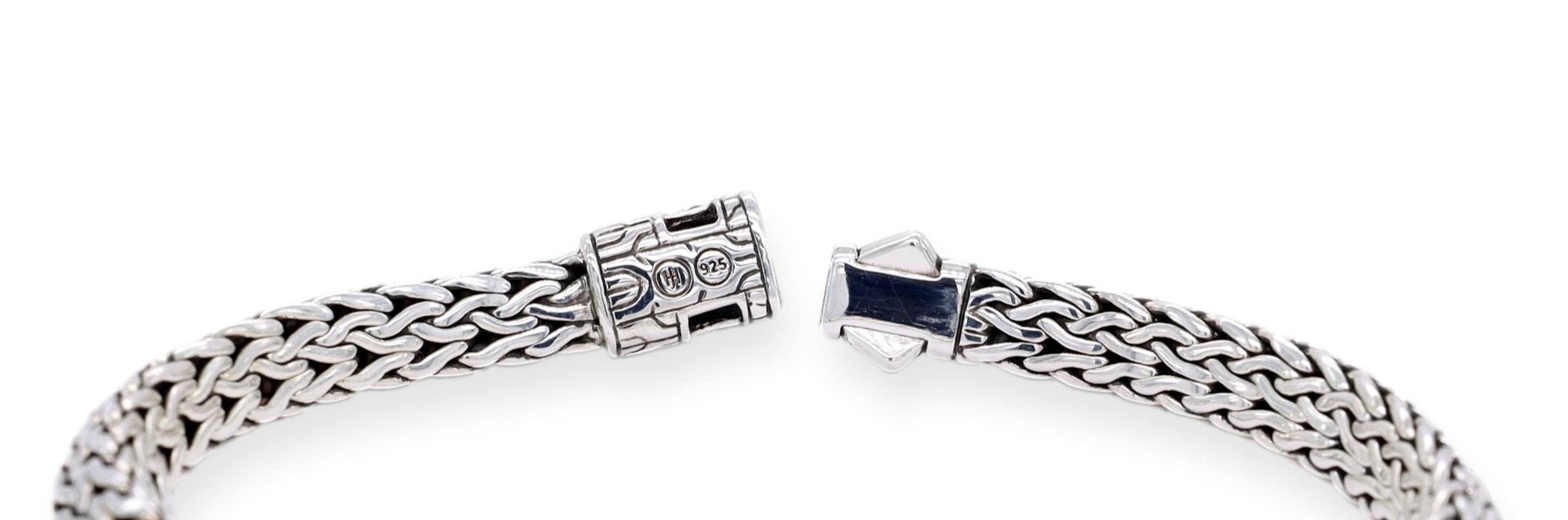 John Hardy Sterling Silver Black Sapphire 6.5mm Tiga Chain Bracelet 7.25