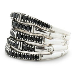 John Hardy Sterling Silver Black Sapphire Bamboo Ring