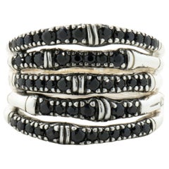 John Hardy Sterling Silver Black Sapphire Bamboo Ring