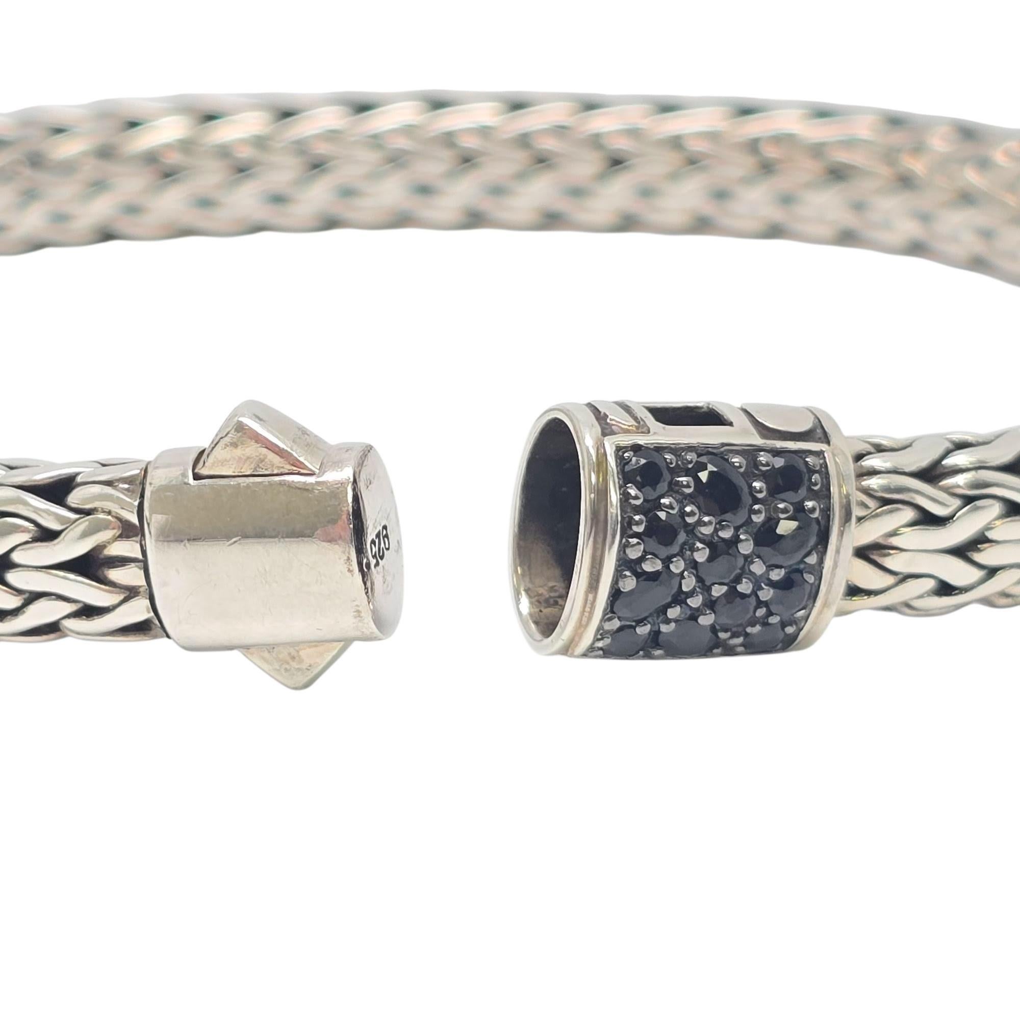 John Hardy Sterling Silver Black Sapphire Classic Chain Icon Bracelet #22214 For Sale 2