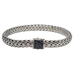 John Hardy Sterling Silver Black Sapphire Classic Chain Icon Bracelet #22214