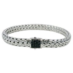 John Hardy Sterling Silver Black Sapphire Pavé Tiga Chain Bracelet