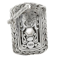 John Hardy Sterling Silver Black Sapphire Star of David Dog Tag Pendant