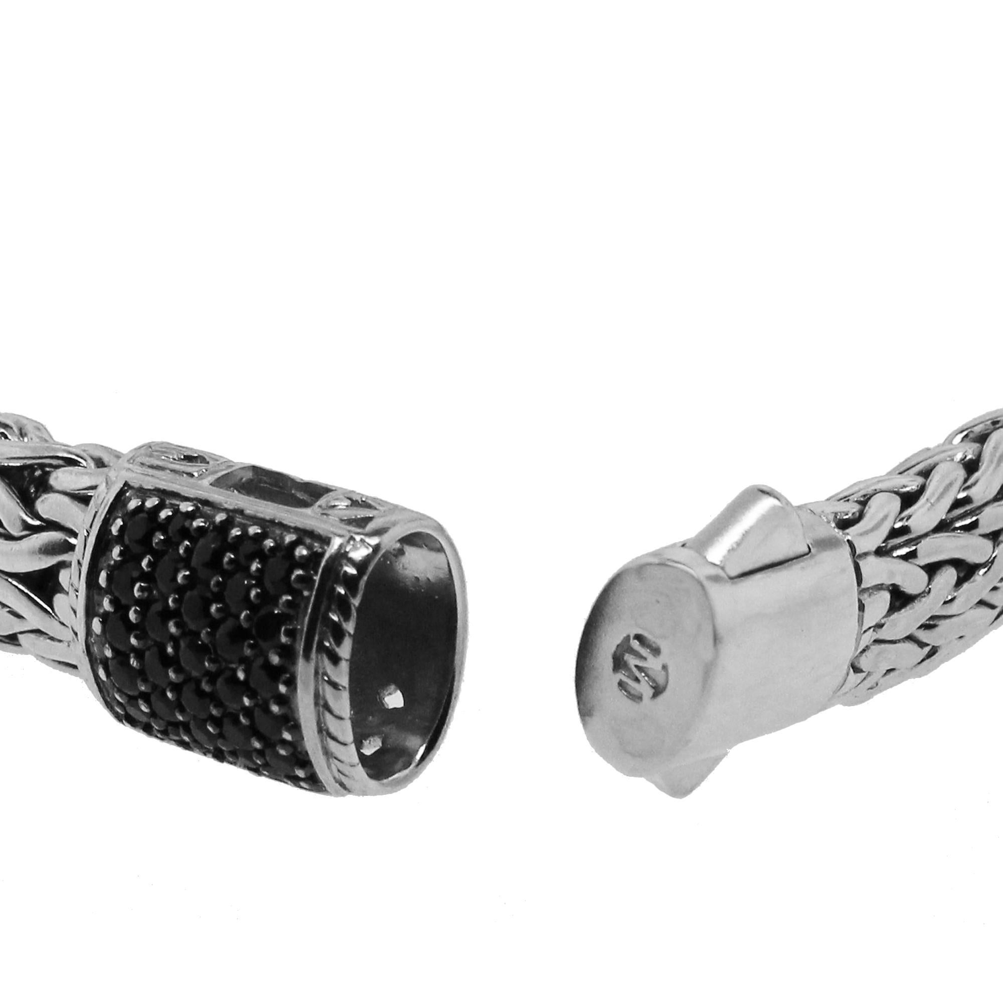 Taille ronde I John Hardy Sterling Silver Black Sapphire Woven Bracelet En Stock en vente