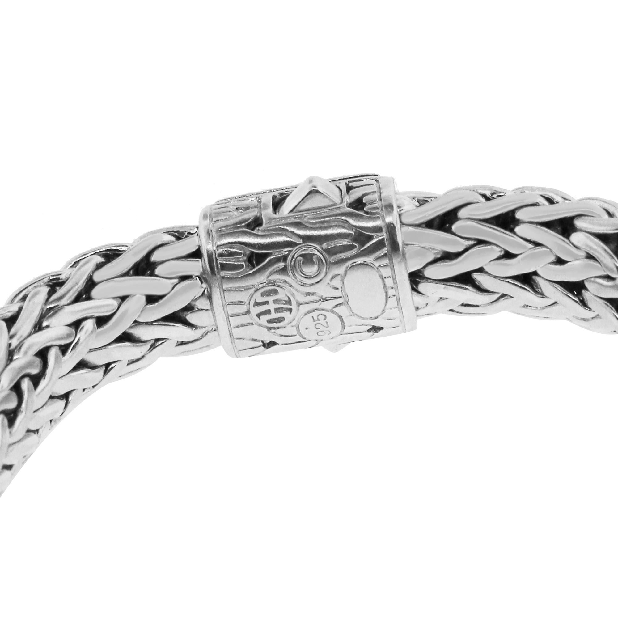 I John Hardy Sterling Silver Black Sapphire Woven Bracelet En Stock Excellent état - En vente à Boca Raton, FL