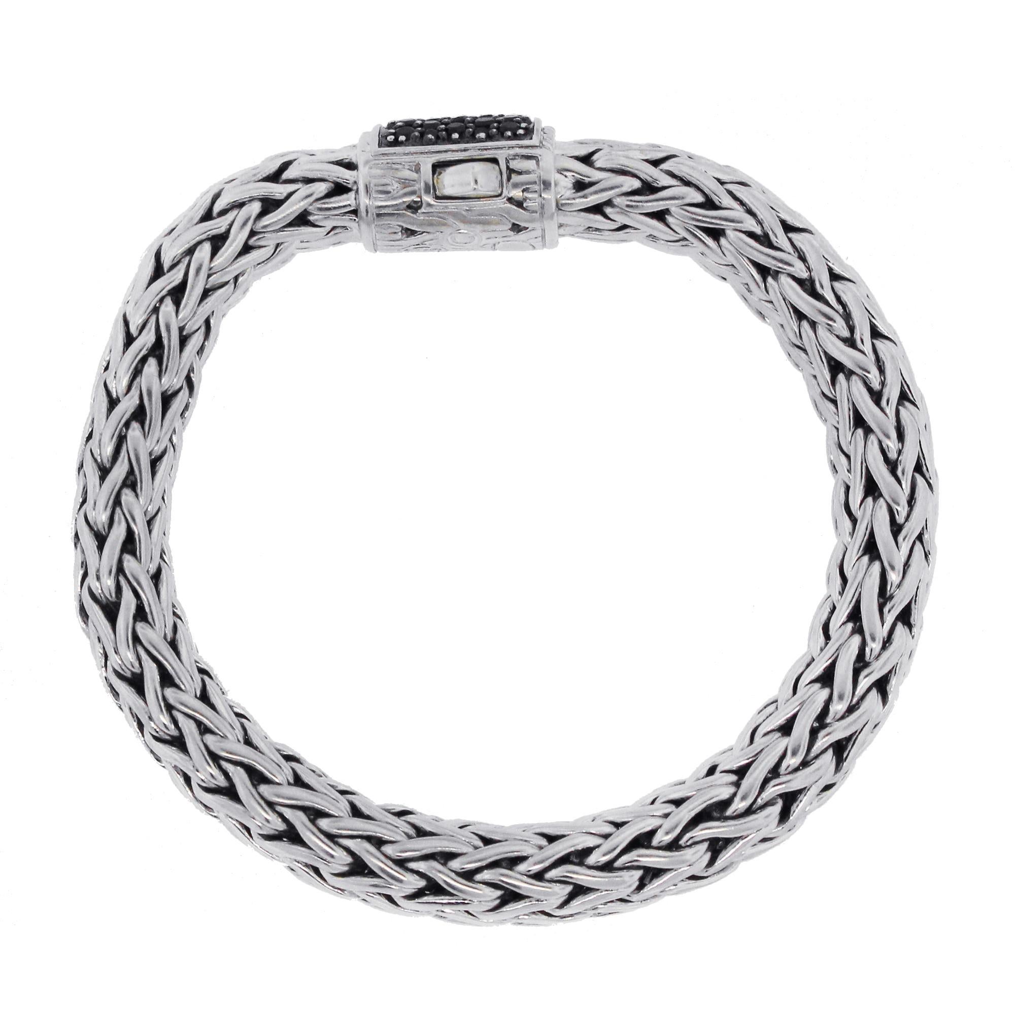 I John Hardy Sterling Silver Black Sapphire Woven Bracelet En Stock Pour hommes en vente