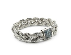 John Hardy Sterling Silver Blue Topaz Classic Chain Collection Bracelet