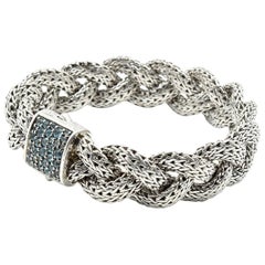 John Hardy Sterling Silver Blue Topaz Classic Chain Collection Bracelet