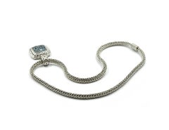 John Hardy Sterling Silver Blue Topaz Classic Chain Collection Necklace