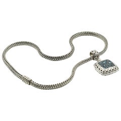 John Hardy Sterling Silver Blue Topaz Classic Chain Collection Necklace