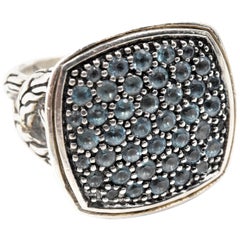 John Hardy Sterling Silver Blue Topaz Classic Chain Collection Ring