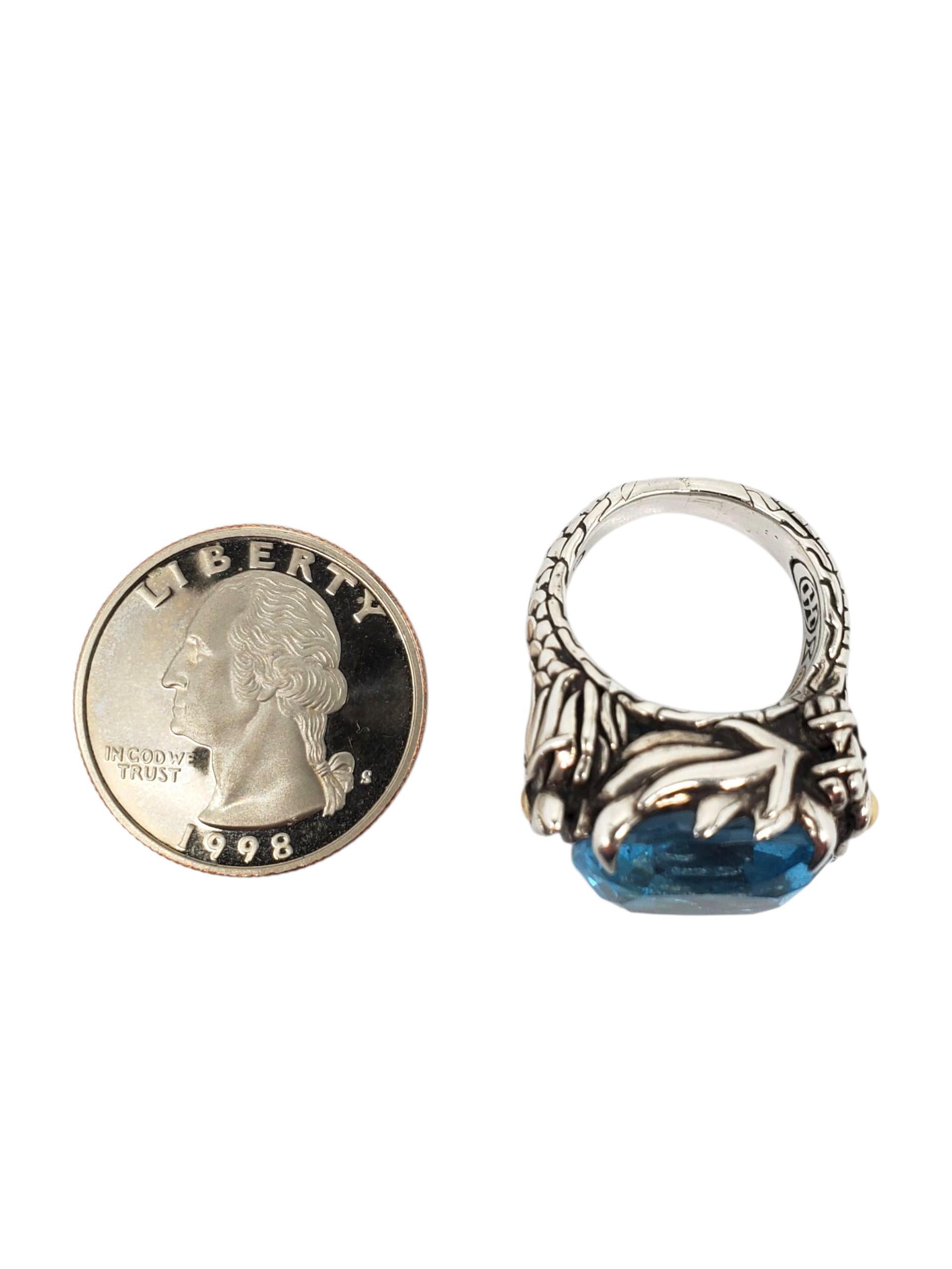 John Hardy A. Silver Anello del Drago di Topazio Blu Misura 5,75 #23609 In condizioni buone in vendita a Washington Depot, CT