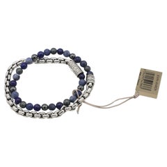 I John Hardy Box Chain Double Wrap Blue Stone Chain Link Bracelet en argent sterling à maillons et pierres bleues