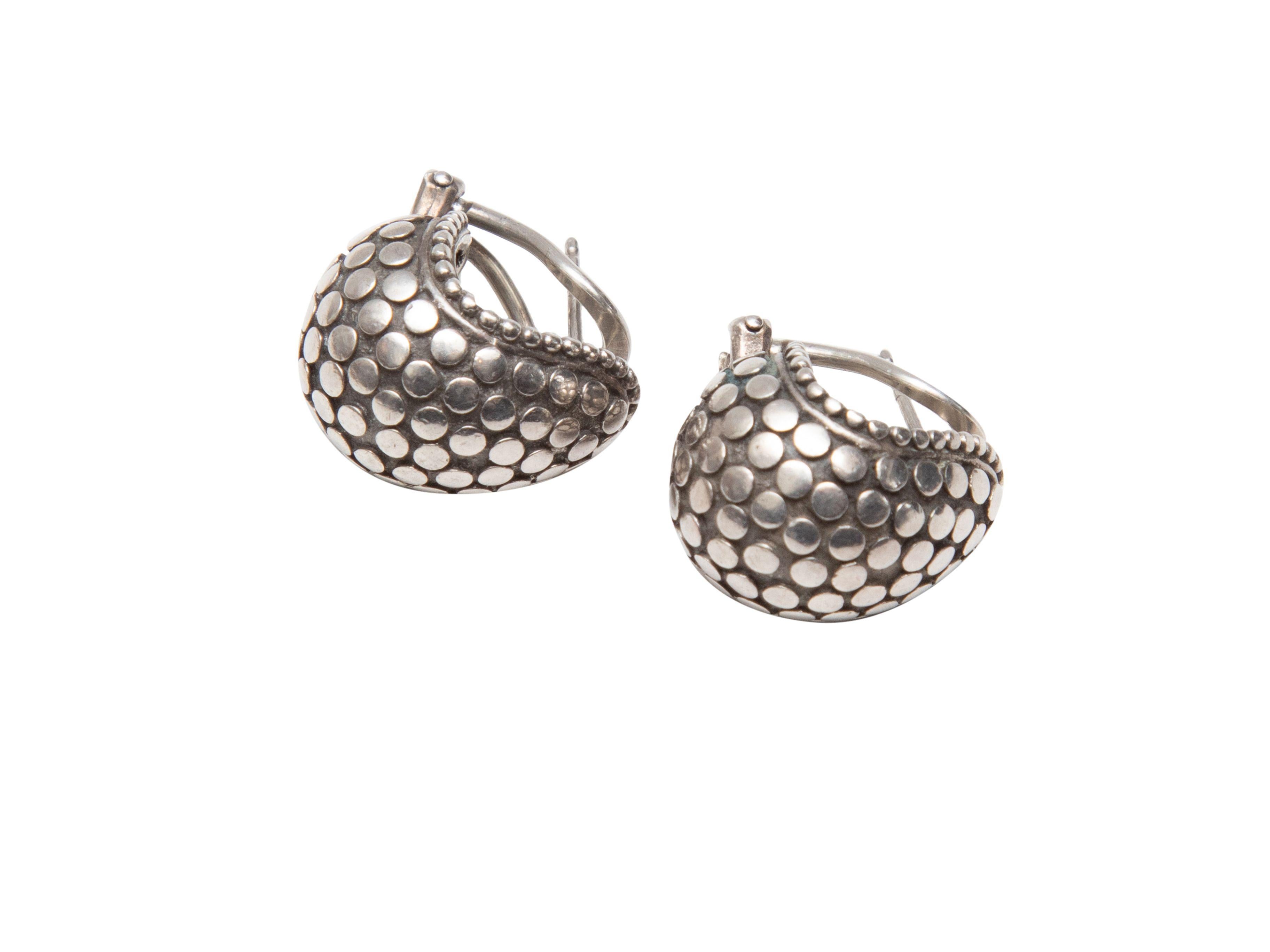 Product Details: Sterling silver Buddha Belly Dot earrings by John Hardy. Omega back closures. 1.5