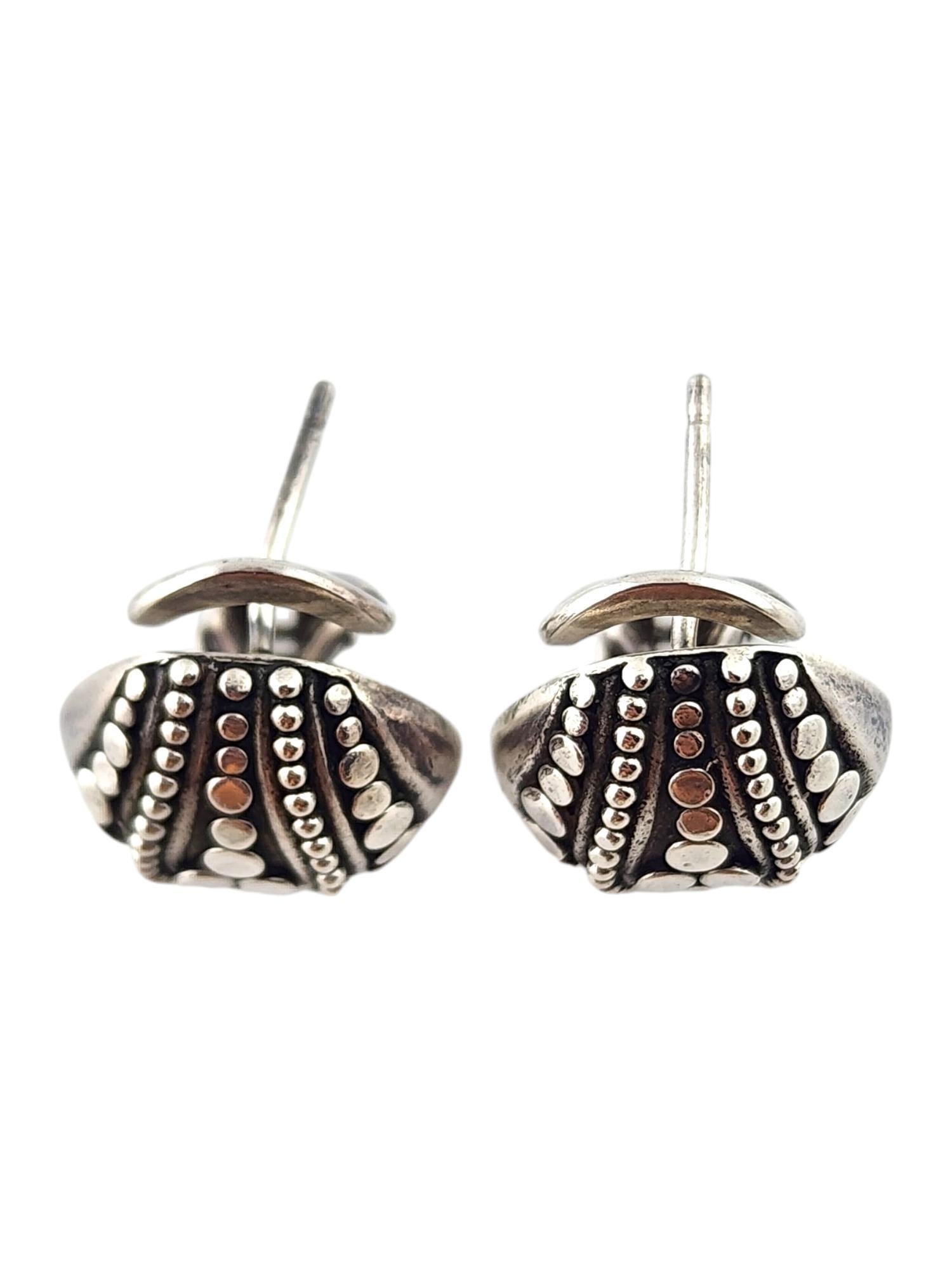 Women's John Hardy Sterling Silver Buddha Belly Dot Earrings Omega Backs #18410 For Sale