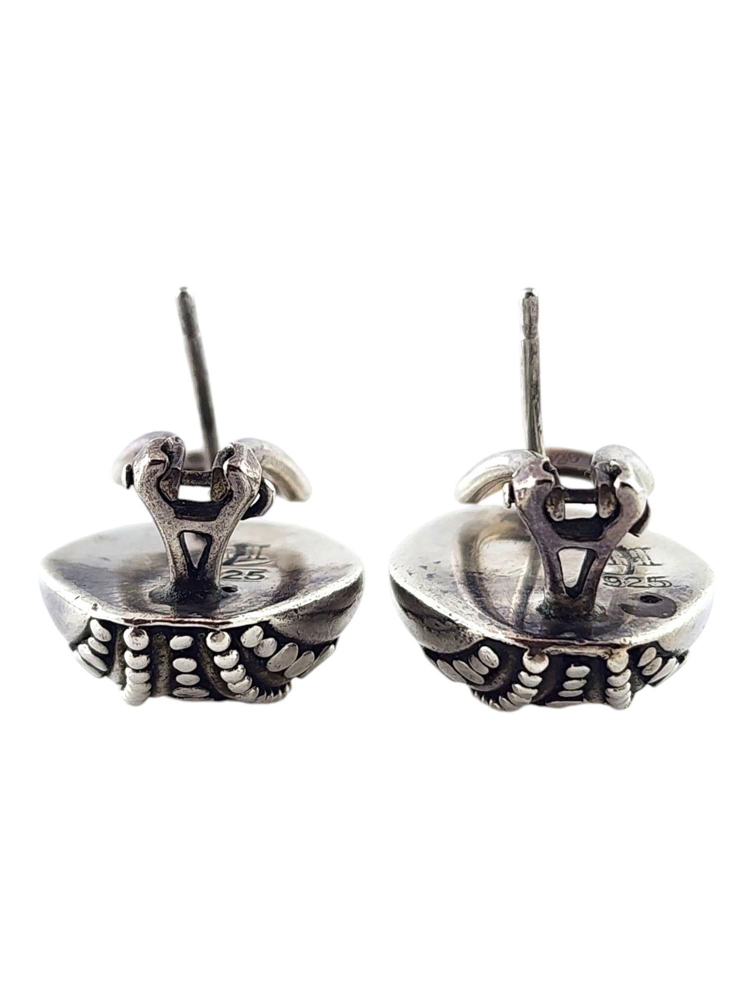 John Hardy Sterling Silver Buddha Belly Dot Earrings Omega Backs #18410 For Sale 2