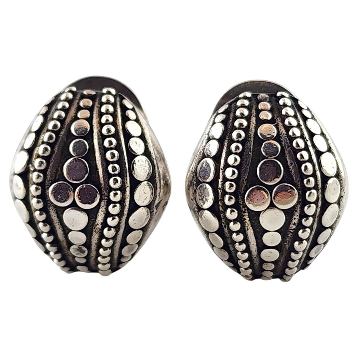 John Hardy Sterling Silver Buddha Belly Dot Earrings Omega Backs #18410