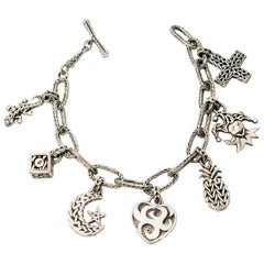 John Hardy Sterling Silver Charm Bracelet with 7 Charms
