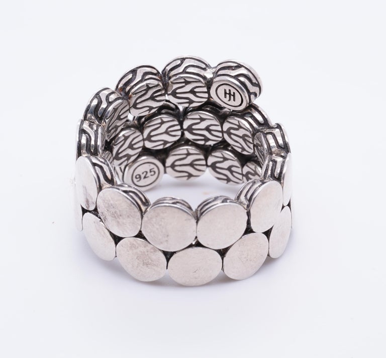 John Hardy Sterling Silver Circles Textured Flexible Ring For Sale at
