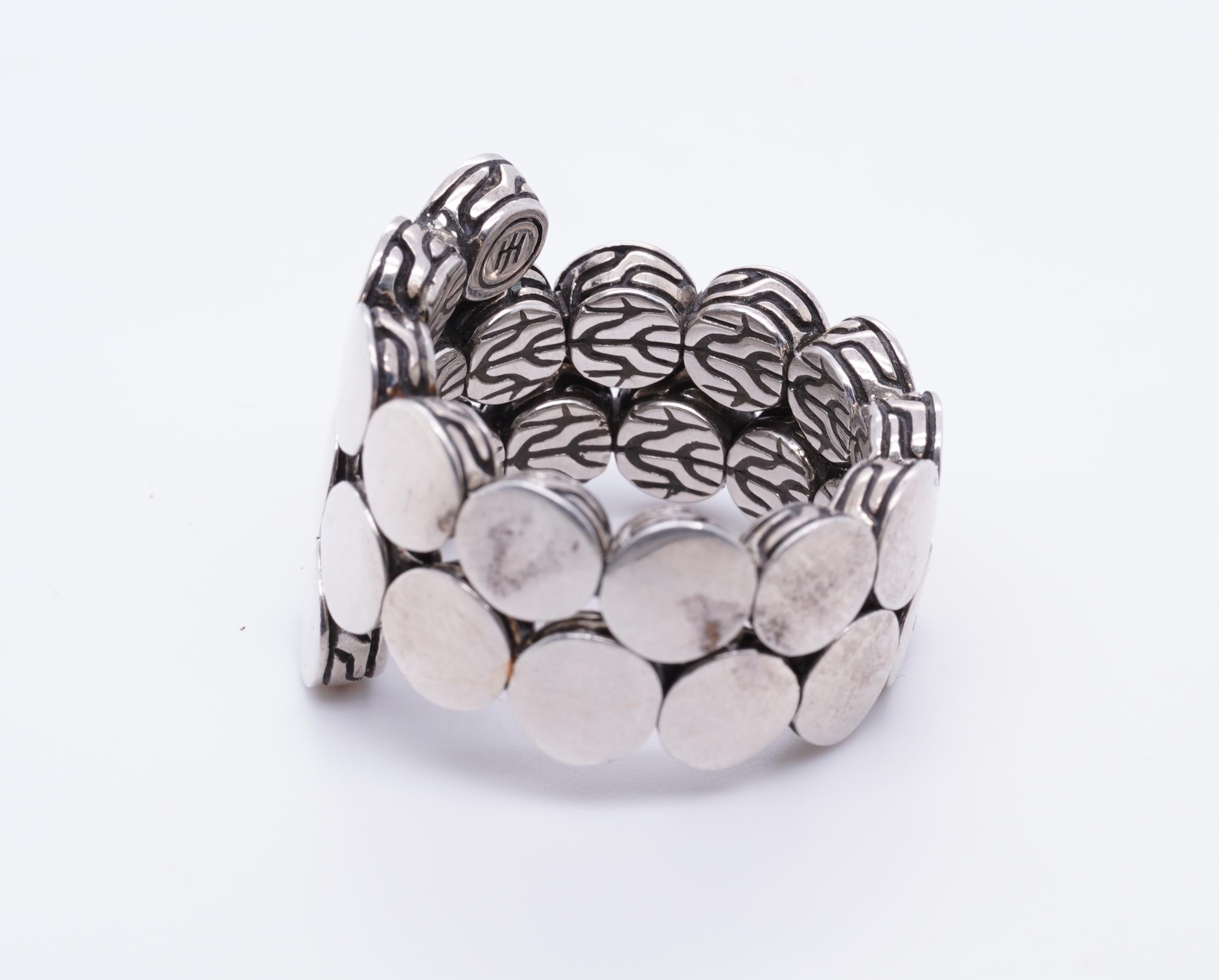 Contemporary John Hardy Sterling Silver Circles Textured Flexible Ring