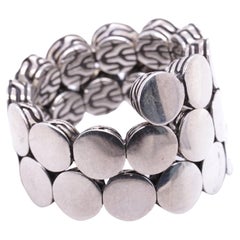 Retro John Hardy Sterling Silver Circles Textured Flexible Ring