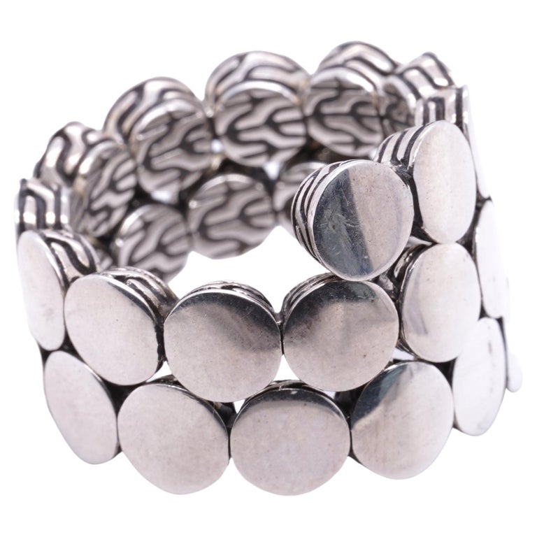John Hardy Sterling Silver Circles Textured Flexible Ring For Sale at