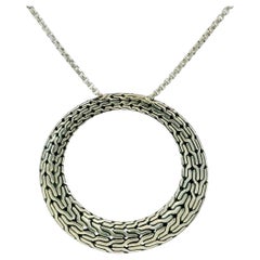 John Hardy Sterling Silver Classic Chain Large Round Circle Pendant Necklace