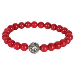 John Hardy Sterling Silver Coral Bead Bracelet