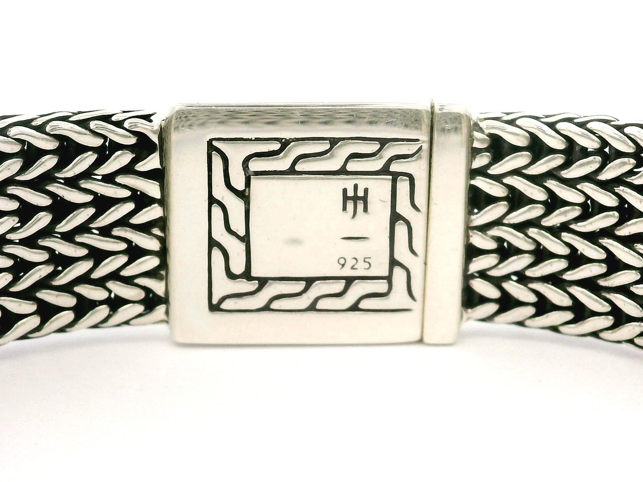 John Hardy Sterling Silver Curb Station Rata Weave Chain Bracelet For Sale 3