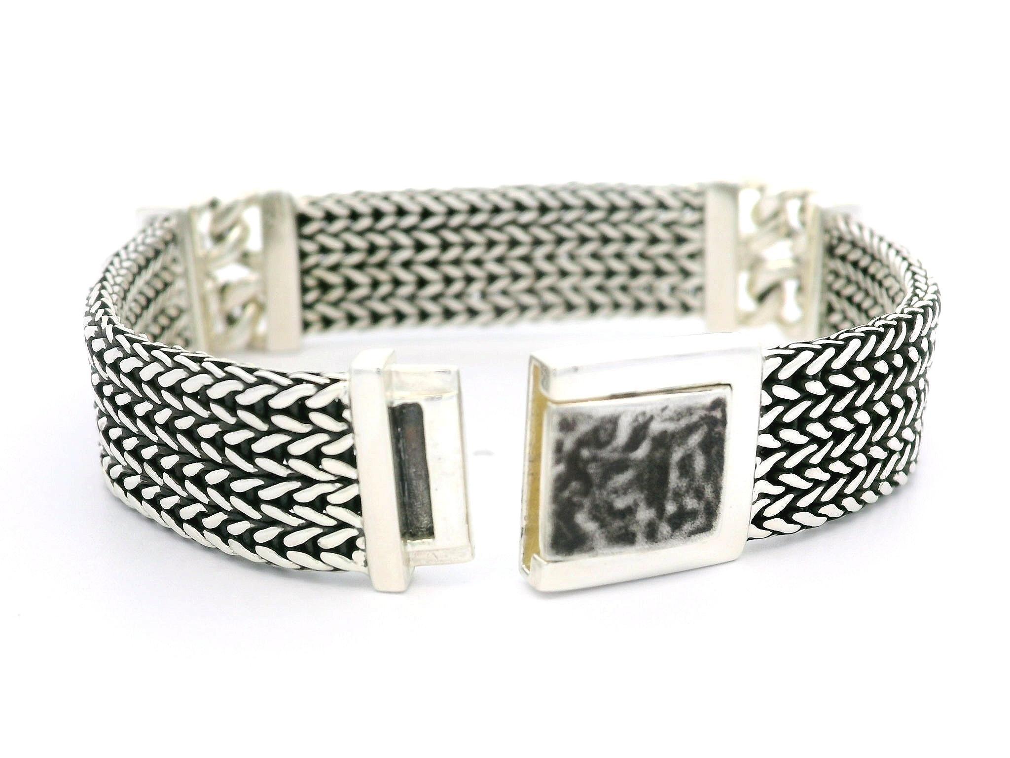 John Hardy Sterling Silver Curb Station Rata Weave Chain Bracelet For Sale 4