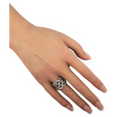 John Hardy Anello con nodo intrecciato e diamante in argento sterling misura 6,25 #23610