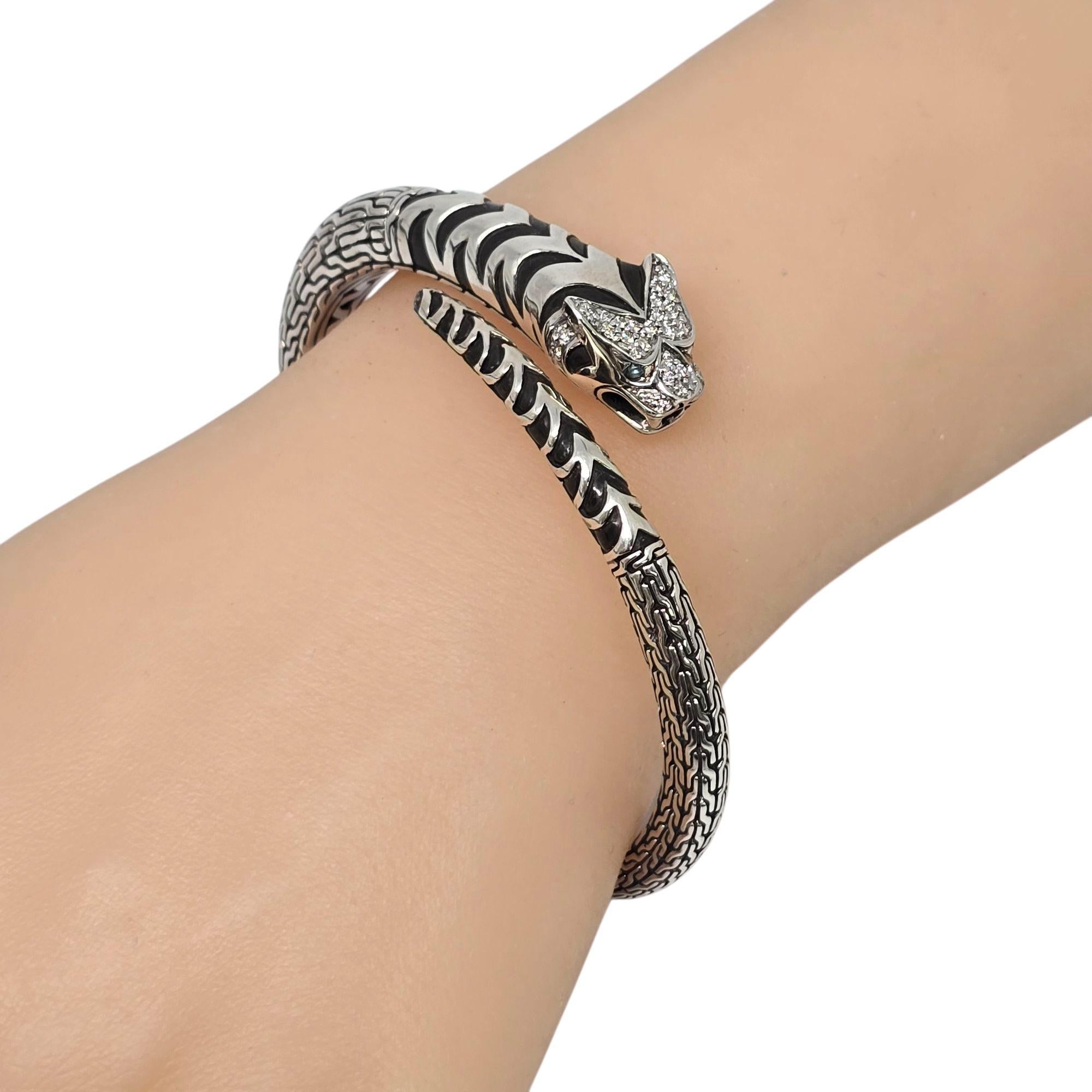 John Hardy Sterling Silver Diamond Legends Macon Tiger Bangle Bracelet #22213 For Sale 5