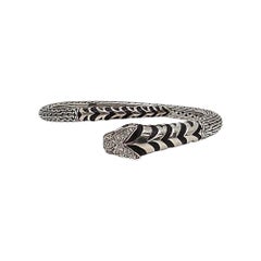 John Hardy Sterling Silver Diamond Legends Macon Tiger Bangle Bracelet #22213