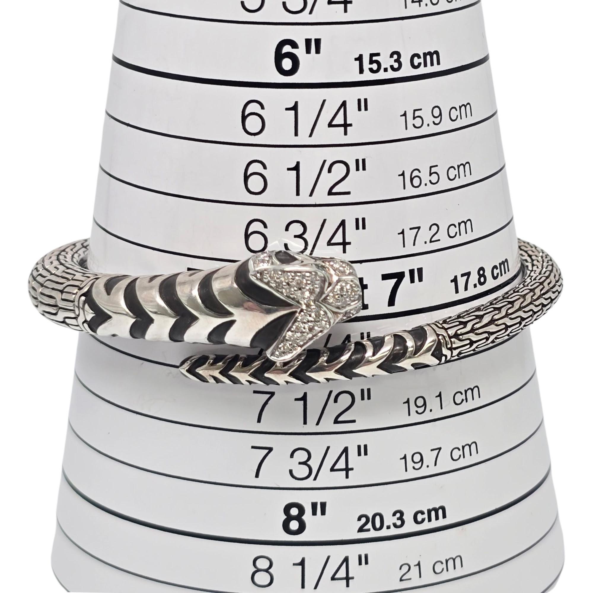 John Hardy Sterling Silver Diamond Legends Macon Tiger Bangle Bracelet #22213 For Sale 4