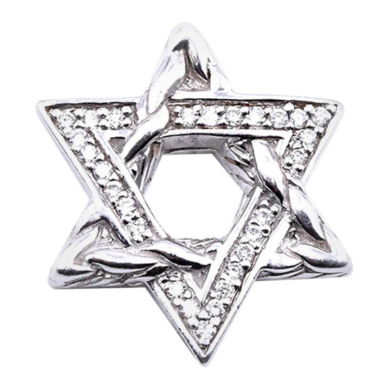 John Hardy Sterling Silver Diamond Star of David Pendant