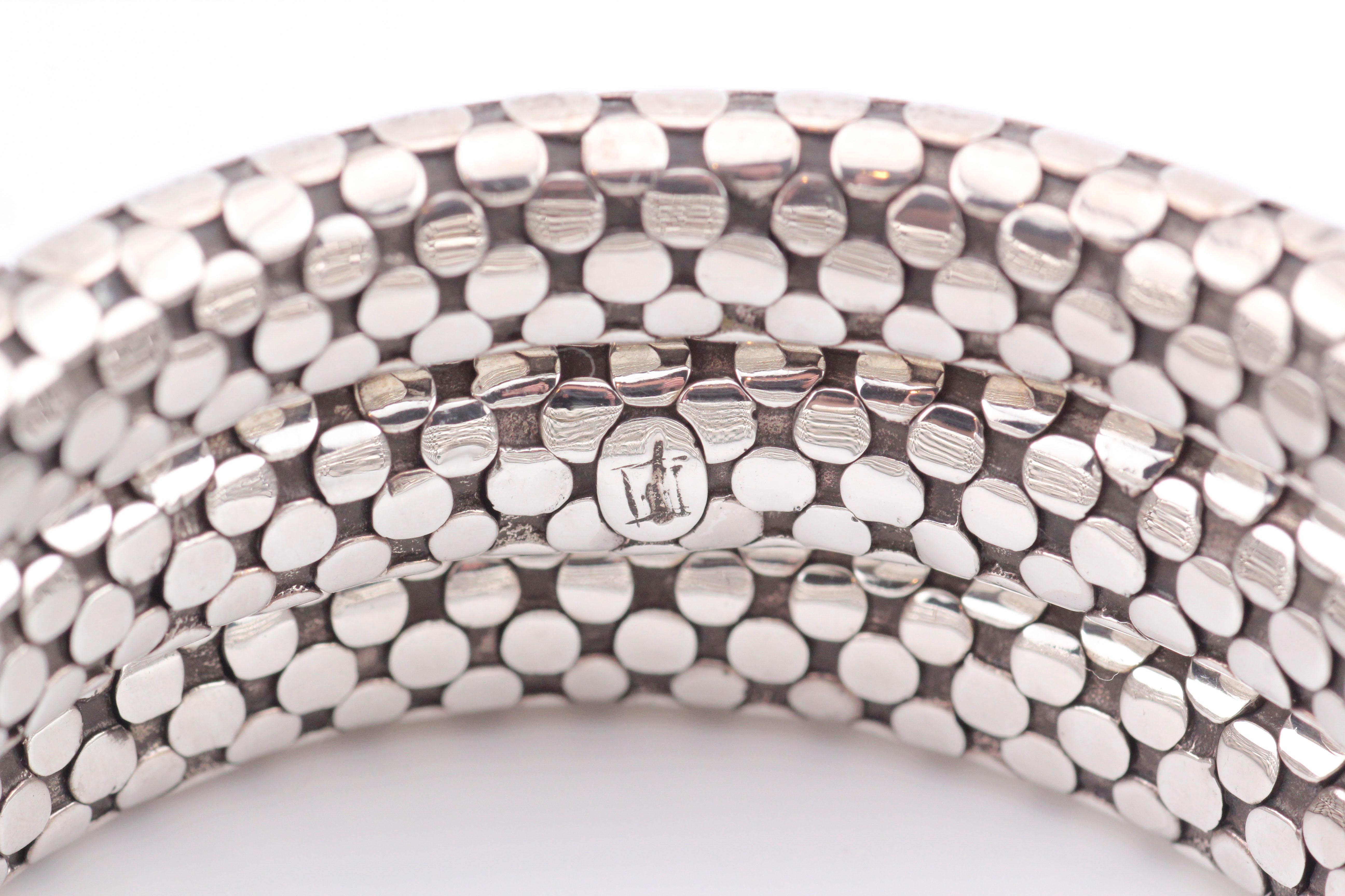 Contemporary John Hardy Sterling Silver Dot Coil Bracelet For Sale