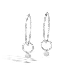 John Hardy Sterling Silver Dot Hammered Interlink Hoop Earring