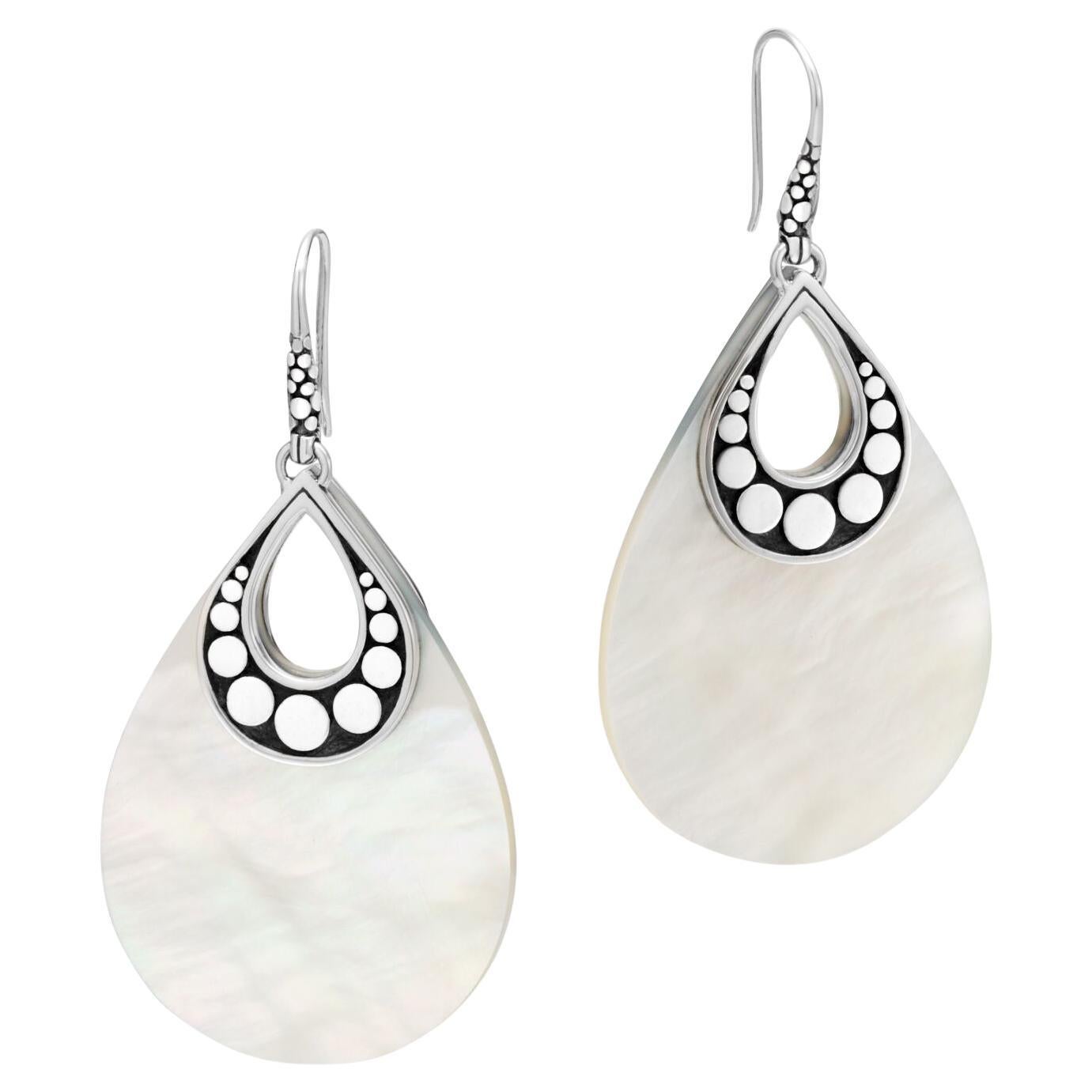 John Hardy Sterling Silver Drop Earring with White Mother of Pearl For Sale